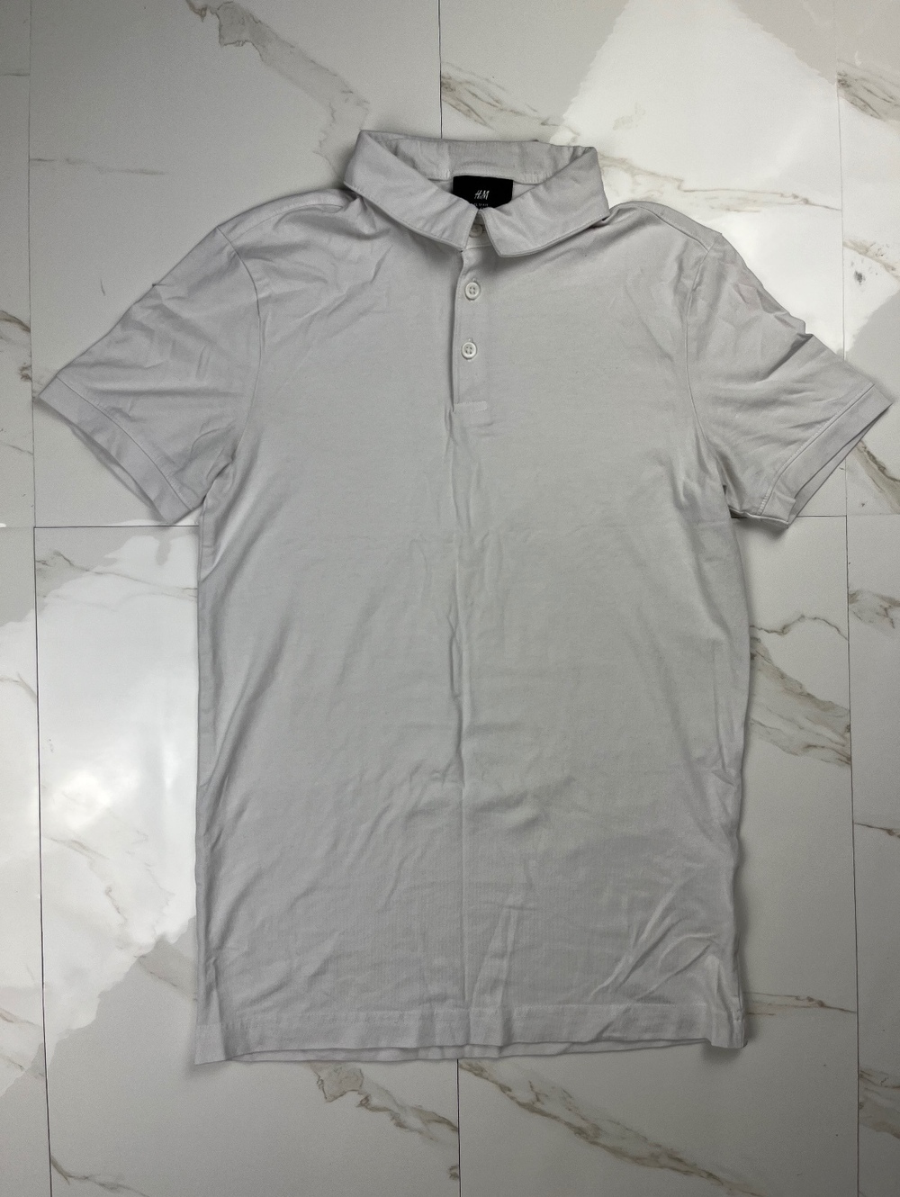 H&M White Polo Shirt Size M Casual Classic